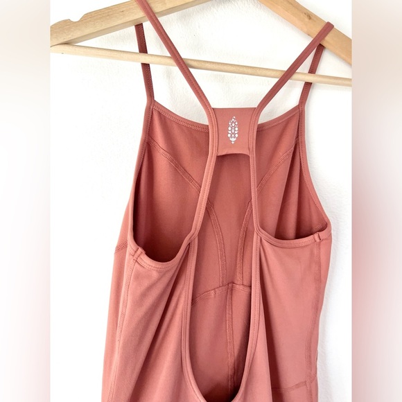 Free People Movement Side To Side Onesie Fitted Jumpsuit In Coral Clay Medium - Picture 7 of 10